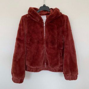 Full Tilt Faux Fur Hooded Bomber Jacket